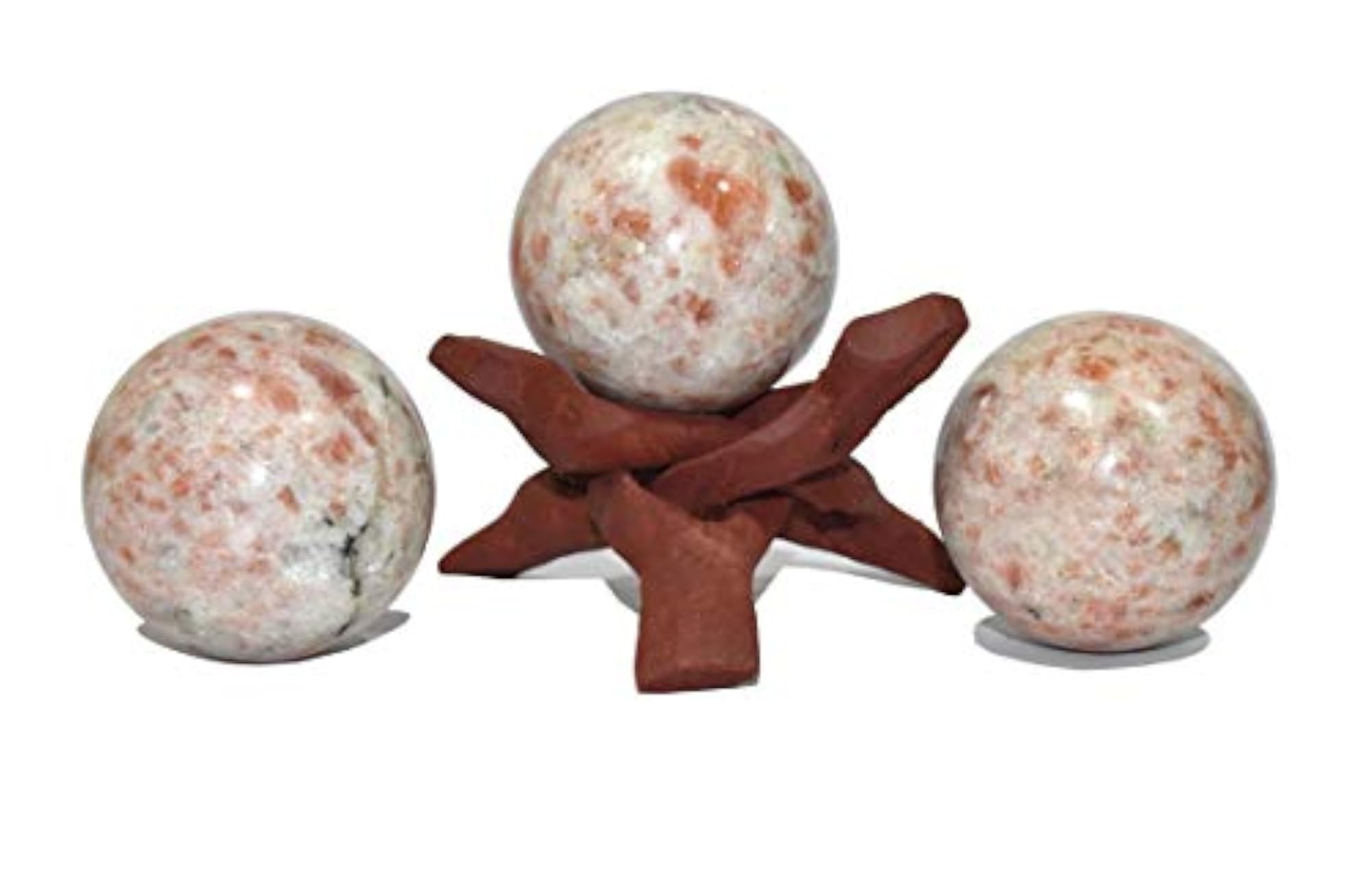 Sunstone Crystal Ball Sphere with Wooden Stand, Healing